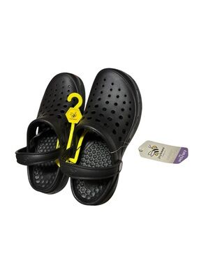 Joybees Active Unisex Black Cushion Slip-On Sandals with Adjustable Heel Strap